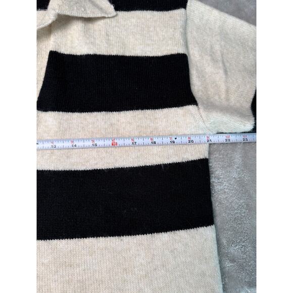 H&M Black Tan Striped Polo Long Sleeve Sweater Womens Size Small - Picture 4 of 6